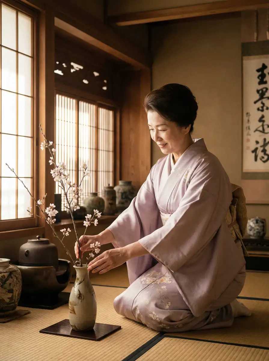一位优雅的 【小甜豆】小甜豆影视官方入口 | 热点黑料小甜豆分享平台 在和室中插花